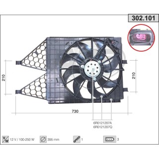 302101  FAN AUDI A1/SEAT Ibiza/VW Polo 1.2TD/1.4/1.6
